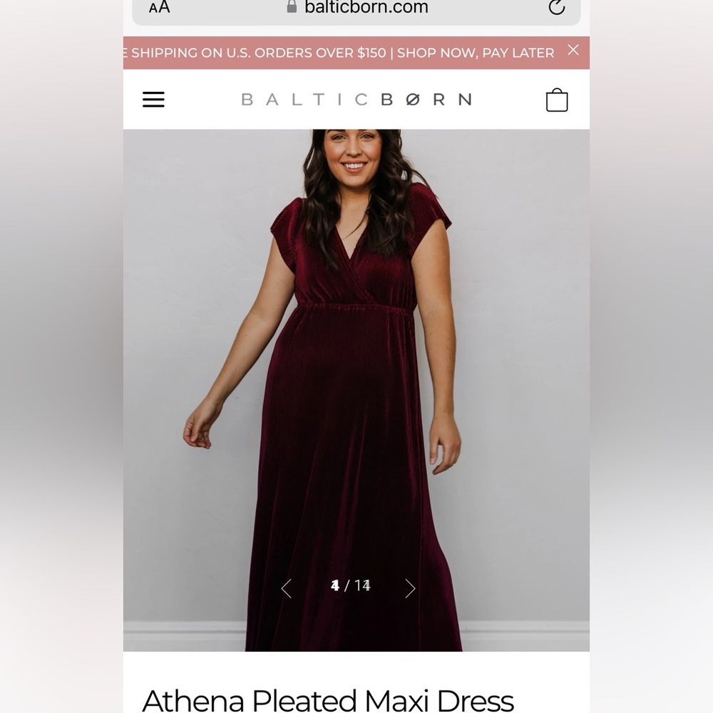 Athena pleated maxi burgundy